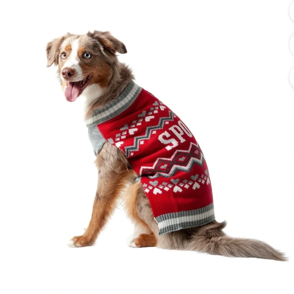 Dog/cat/pet sweater Spoiled graphic pullover sleeveless red. M.17in back length